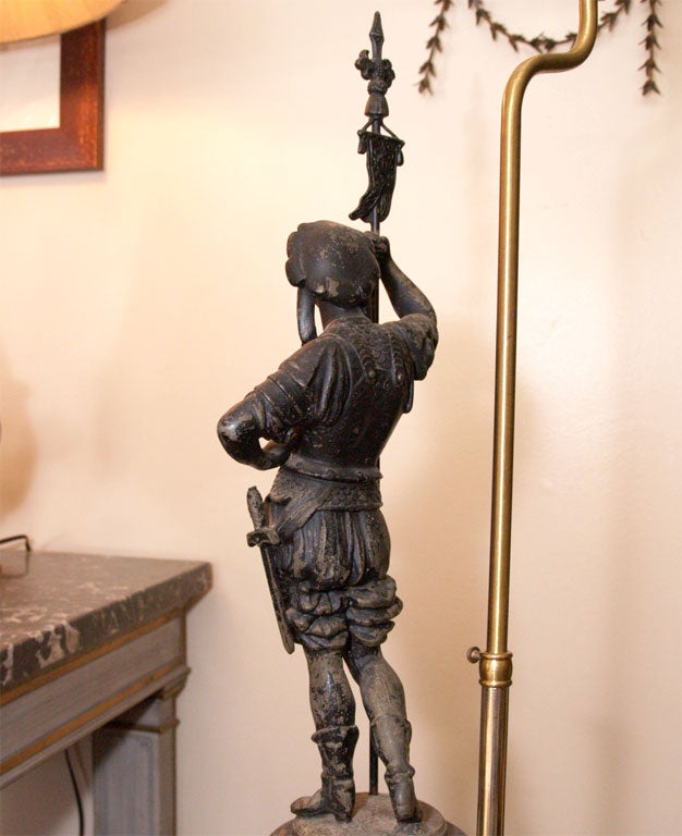 Lamp  with iron soldier figure base 1