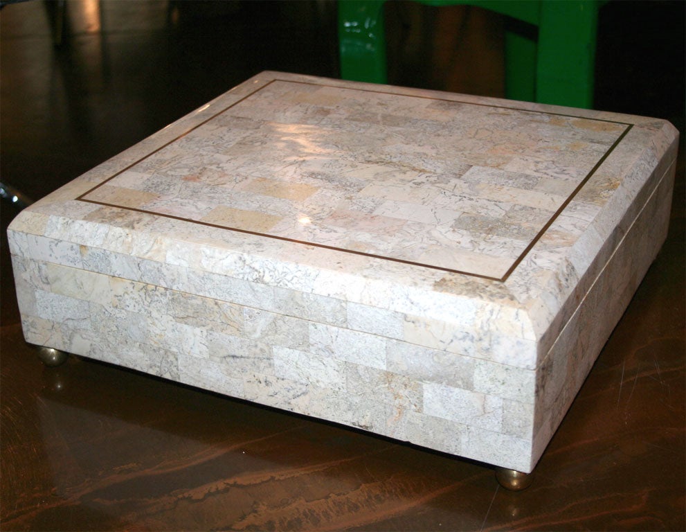 Handsome marble, multi-section box that can be used for either silver or as a dressing box.