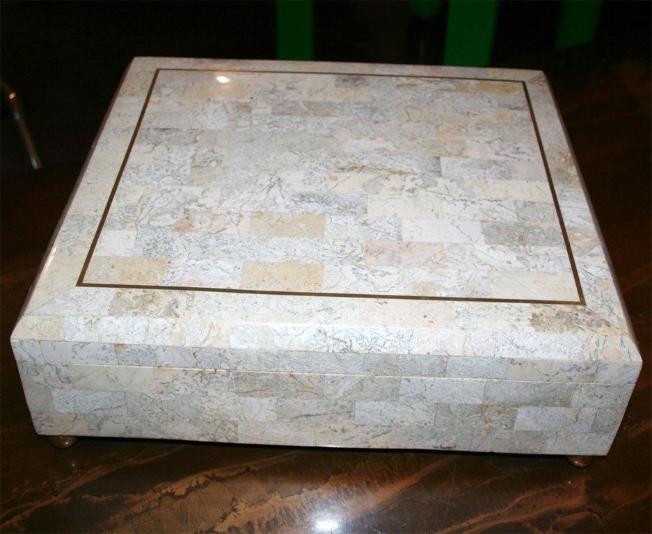 Brass Maitland Smith Marble Box For Sale