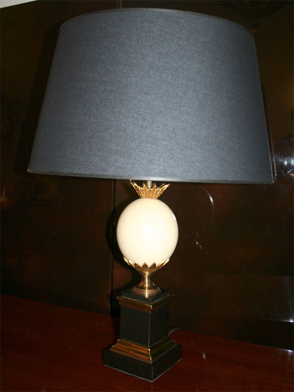 French Pair of  Ostrich egg  Lamps by Maison Charles