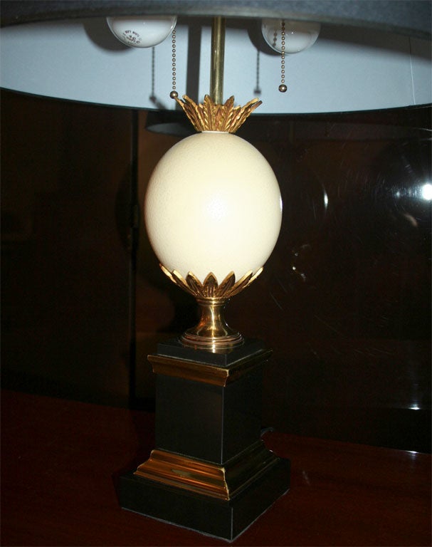 20th Century Pair of  Ostrich egg  Lamps by Maison Charles