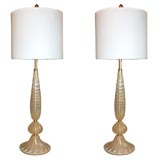 Pair of Barovier Controlled Bubble & 22kt Gold Fleck Lamps