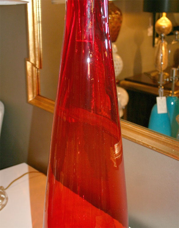 Glass Blenko Large Red-Orange Decanter