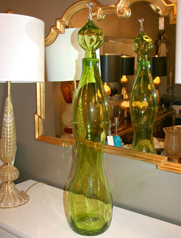 Large Lime Green Glass Decanter
