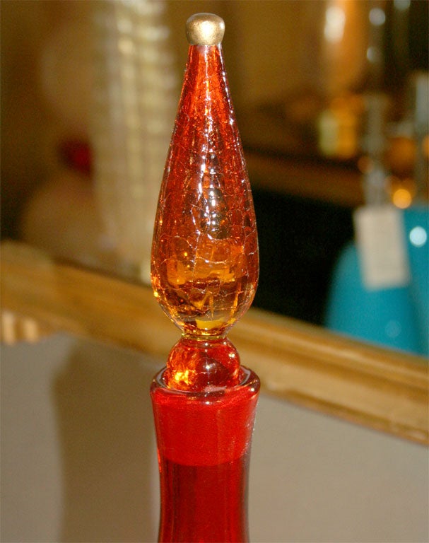 American Blenko Red-Orange Glass Decanter