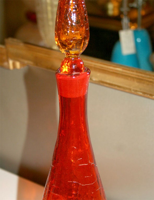 Gilt Blenko Red-Orange Glass Decanter