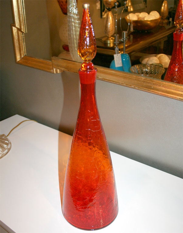 Blenko Red-Orange Glass Decanter In Excellent Condition In New York, NY