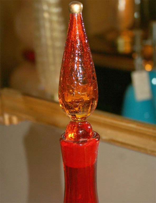 Mid-20th Century Blenko Red-Orange Glass Decanter