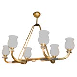 Brass and Gun Metal 6 Arm Chandelier by Maison Jansen