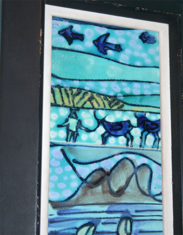 Pair of Framed Tile Paintings by Harris G. Strong In Good Condition In New York, NY
