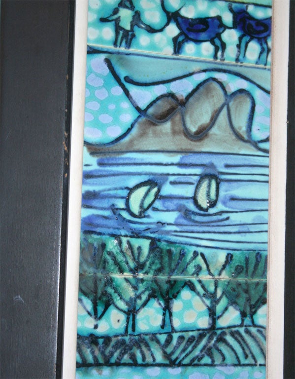 Mid-20th Century Pair of Framed Tile Paintings by Harris G. Strong