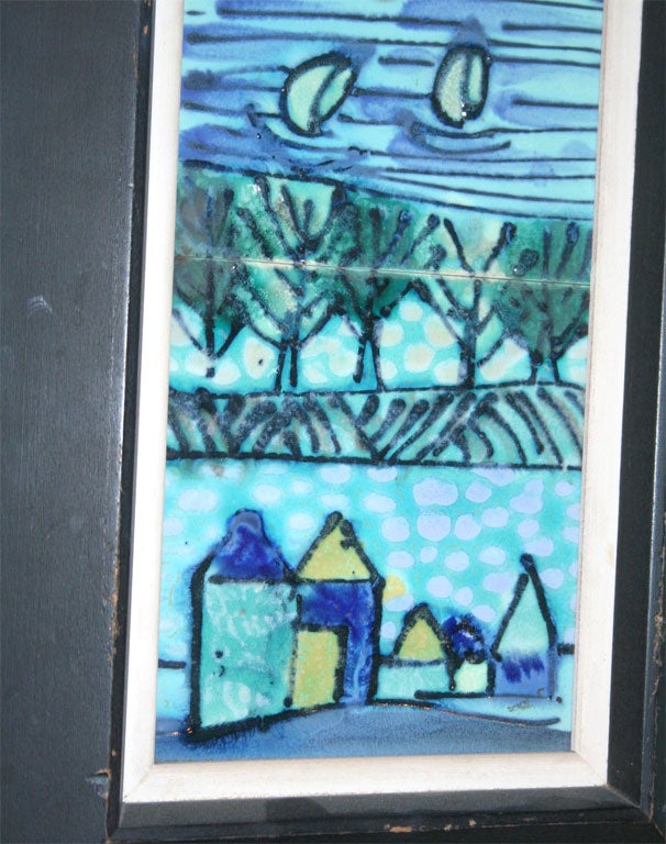 Pair of Framed Tile Paintings by Harris G. Strong 1