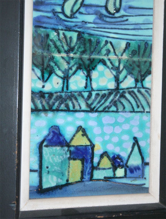 Pair of Framed Tile Paintings by Harris G. Strong 2