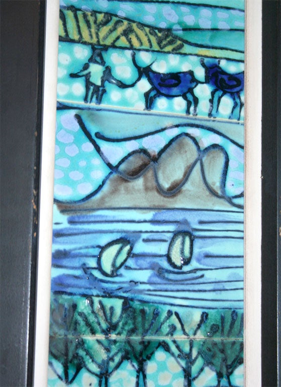 Pair of Framed Tile Paintings by Harris G. Strong 3