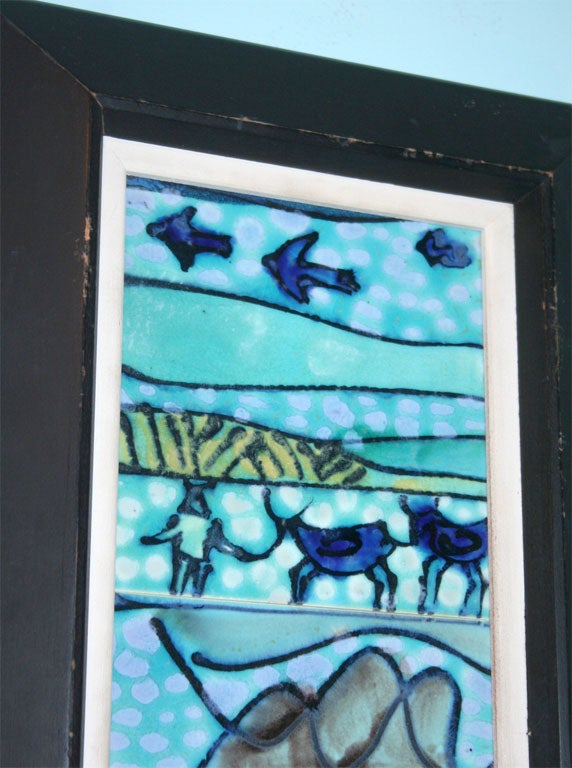 Pair of Framed Tile Paintings by Harris G. Strong 4
