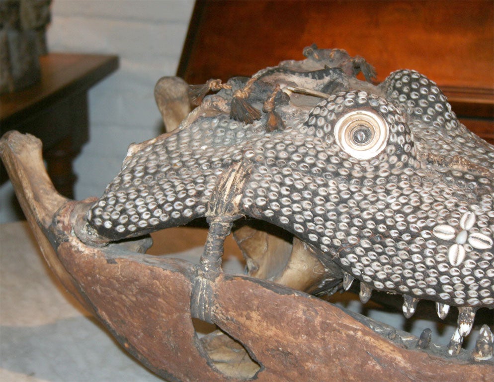 Papua New Guinean Rare Inlaid Crocodile Head from Papua New Guinea