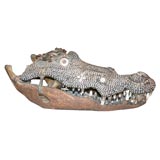 Rare Inlaid Crocodile Head from Papua New Guinea