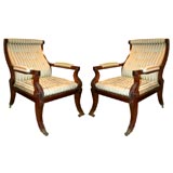 Vintage Pair of Large-Scale Regency Style Library  Armchairs