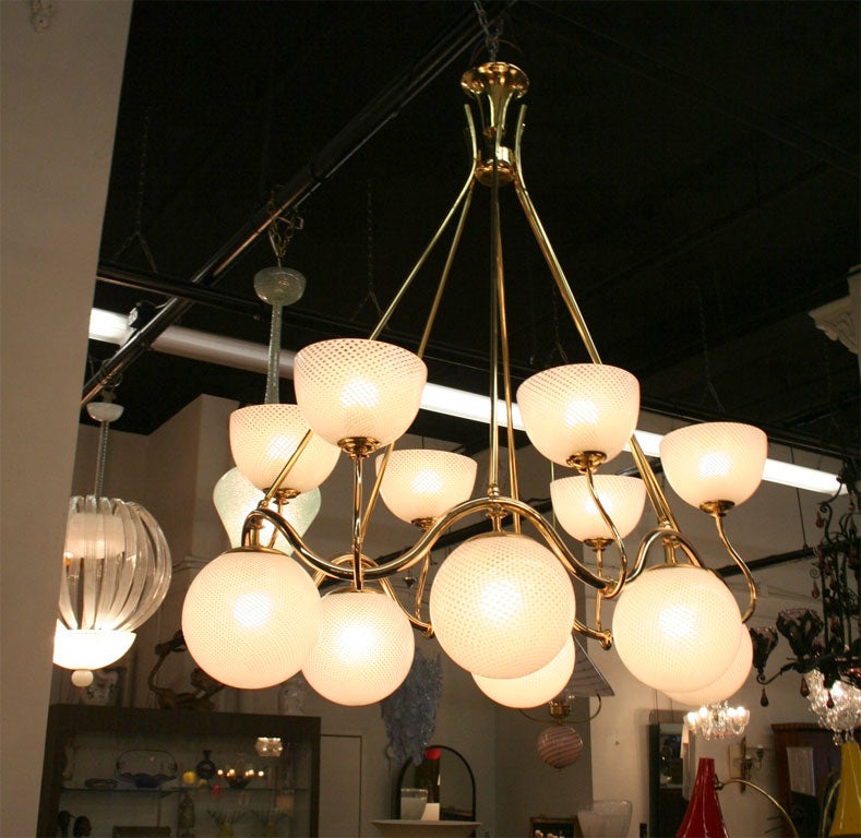 Mid-20th Century Art Deco Venini Chandelier made in Italy  For Sale