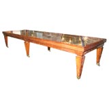 Antique Painted Venetian Leather Panel Mounted Table