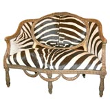 Louis XVI Zebra and Suede Settee