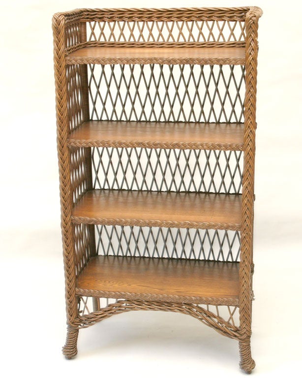 Bar Harbor Wicker Bookcase In Excellent Condition In Sheffield, MA
