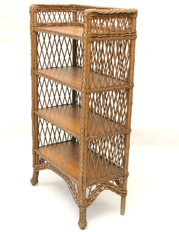 20th Century Bar Harbor Wicker Bookcase