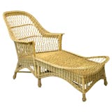 Vintage Bar Harbor Wicker Chaise Lounge