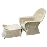 Art Deco wicker chair and ottoman