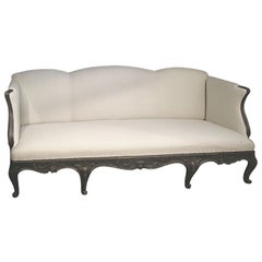 Rococo Style Sofa Bench with Rocaille Carvings