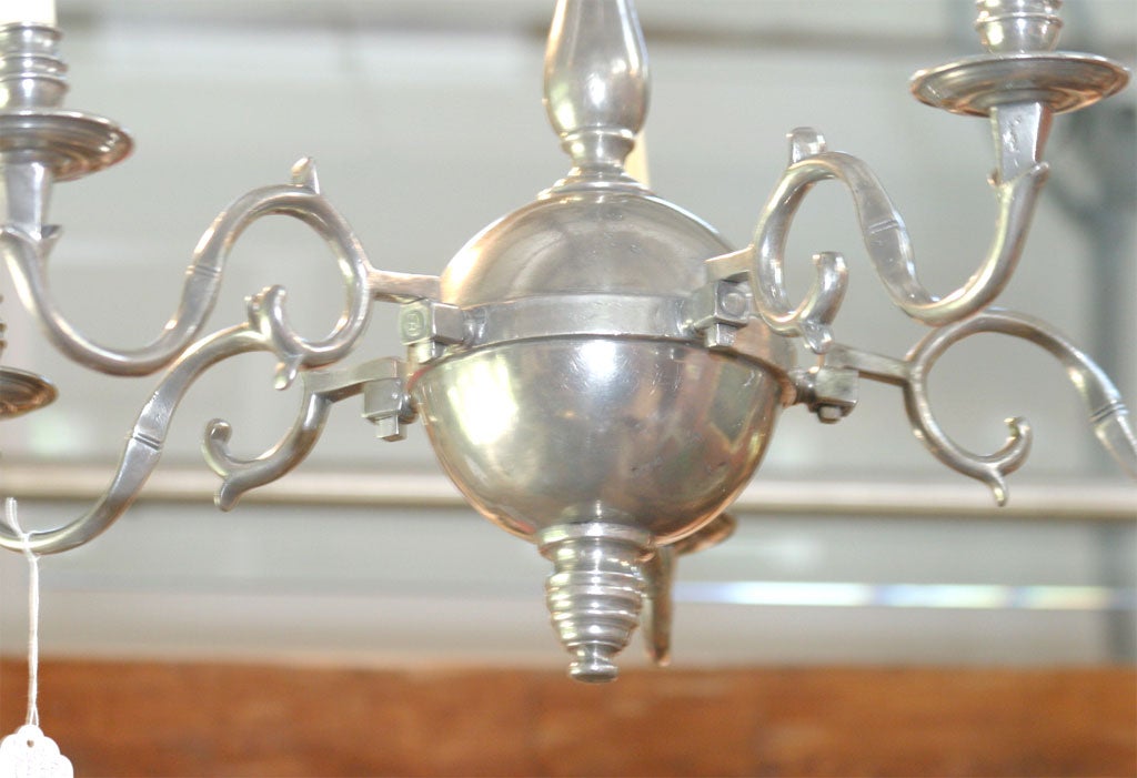 Dutch Pewter 5 Arm Chandelier 1