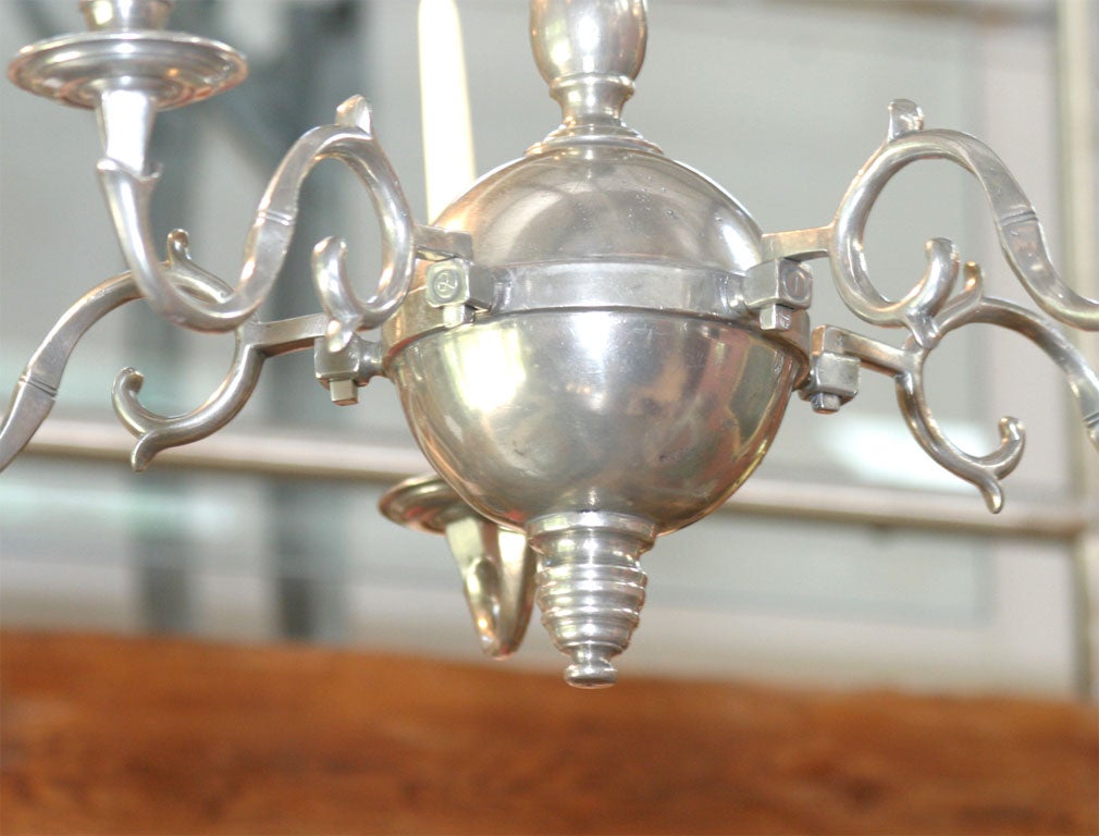 Dutch Pewter 5 Arm Chandelier 3