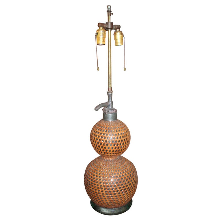 Double gourd French glass seltzer dispenser lamp