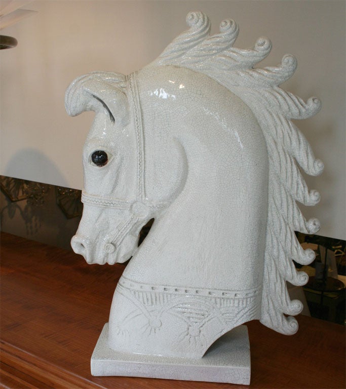 Italian Ceramic horses head lamp