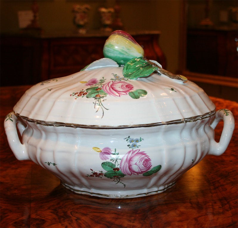 A Faience Lobed Oval Tureen and Cover, by Proskau