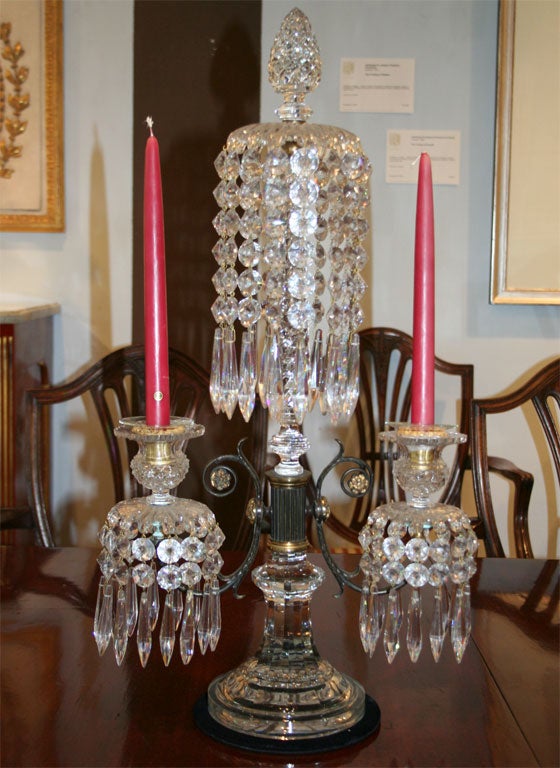A Pair of Regency Crystal Candelabra