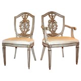 A Fine Set of Twelve Italian Neoclassic Painted and Parcel Gilt A Fine Set of Twelve Italian Neoclassic Painted and Parcel Gilt