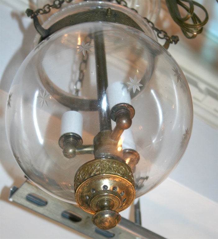 antique pumpkin belljar lantern with etchings