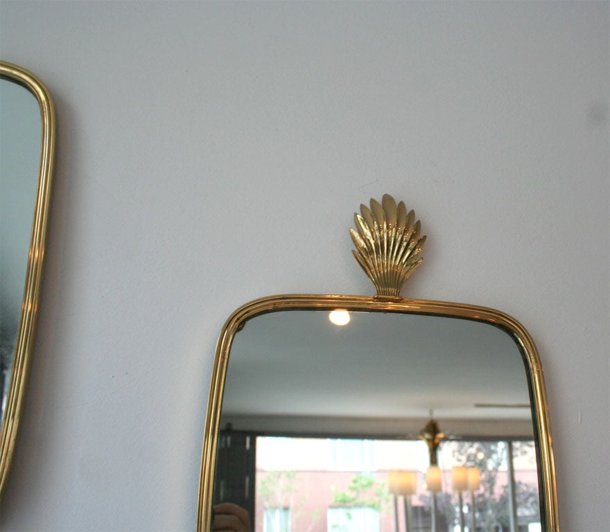 Exquisite Pair 1930's German Brass Mirrors For Sale 2