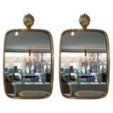 Exquisite Pair 1930's German Brass Mirrors