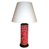 Red Crackled Plaster Lamp with Darken Brass Hardware