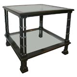 Black Lacquered Faux Bamboo End Table