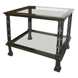 Black Lacquered Faux Bamboo End Table