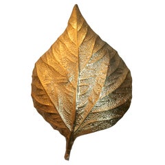 Large Hammered Brass Leaf Sconce by Tommaso Barbi