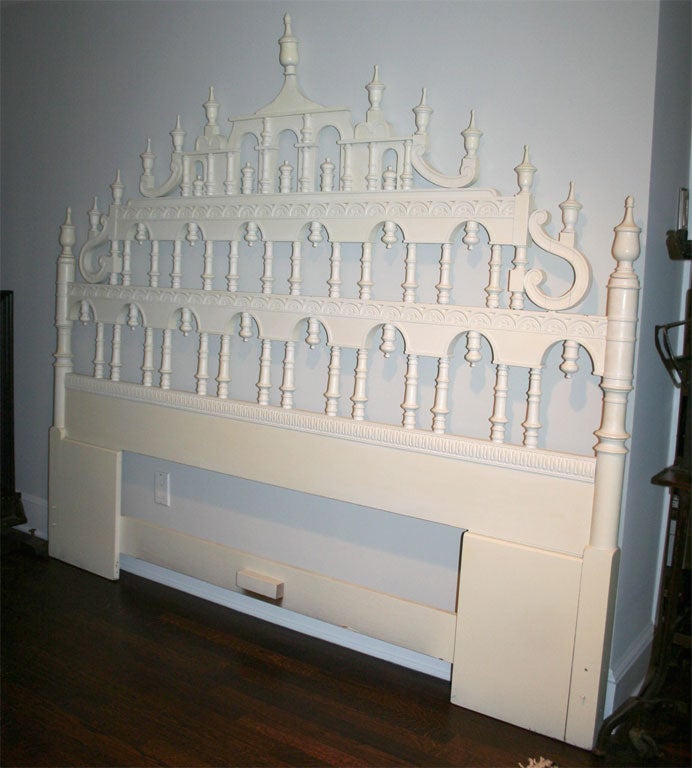 Ivory  Lacquered Indian Style King Size Headboard