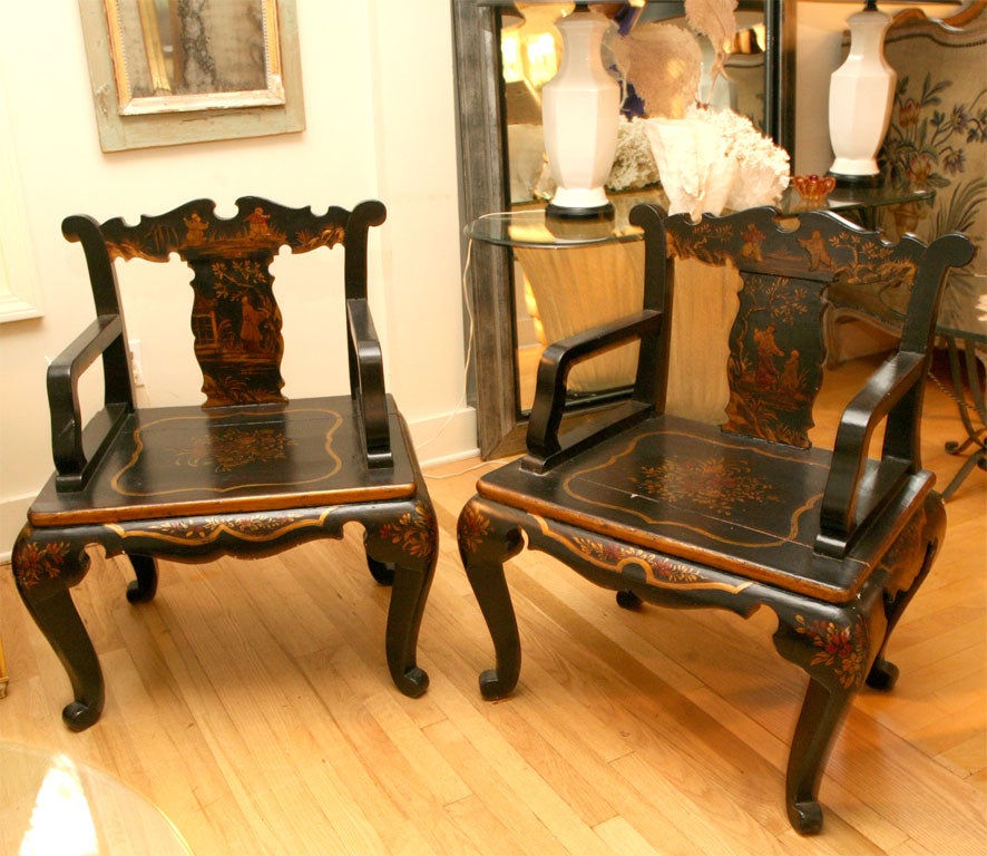 Pair of Chinoiserie Arm Chairs