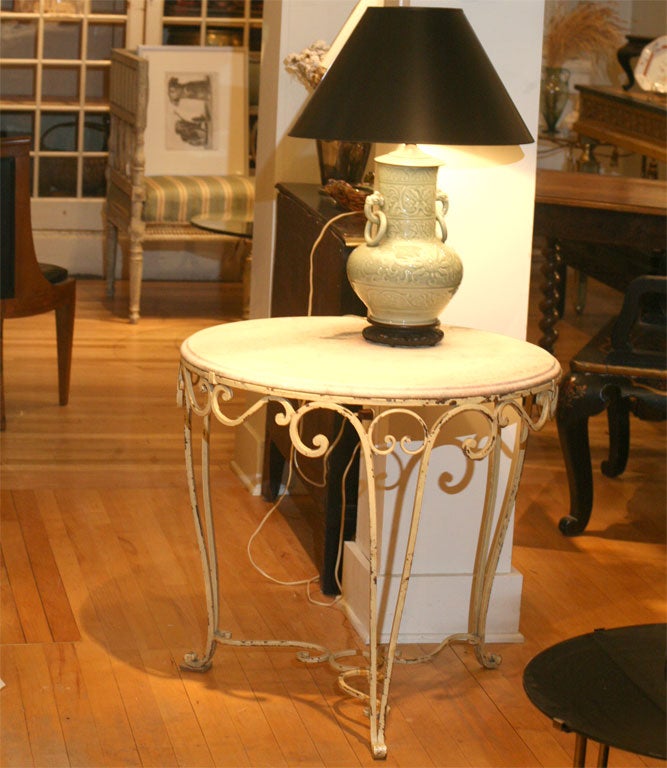 Iron and marble top table