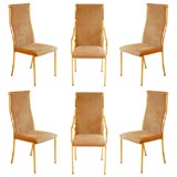 Set 6 Brass/suede Dining Chairs