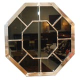 Vintage Hexagonal Chrome & Black Glass Mirror