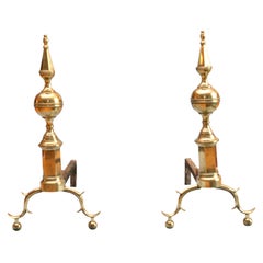 Pair of Large Steeple Top Federal Period Andirons